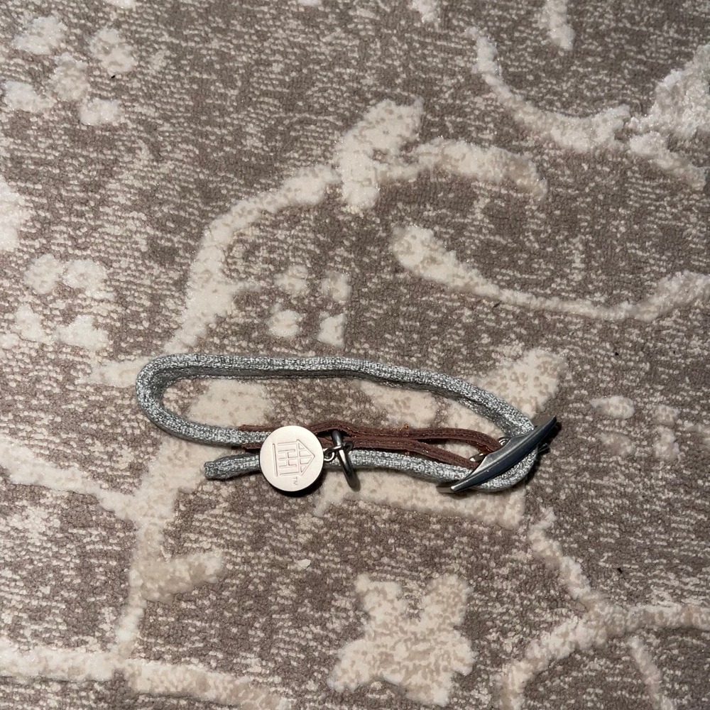 Adjustable Grey Hearth & Hand with Magnolia Dog Collar with Silver Tone